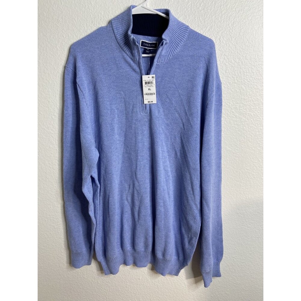 CLUB ROOM Mens Sweatshirt Quarter Zip Fleece Size XL Sharkskin $65- NWT